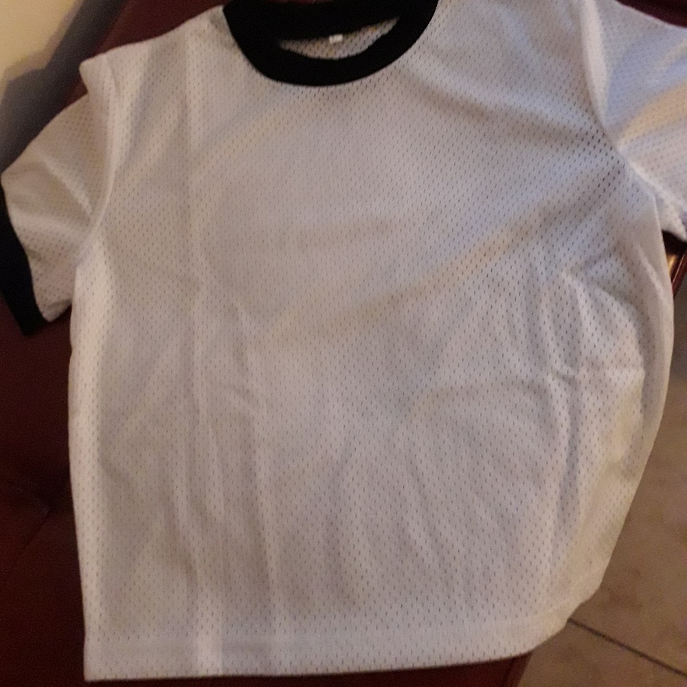 White Mesh Half Shirt